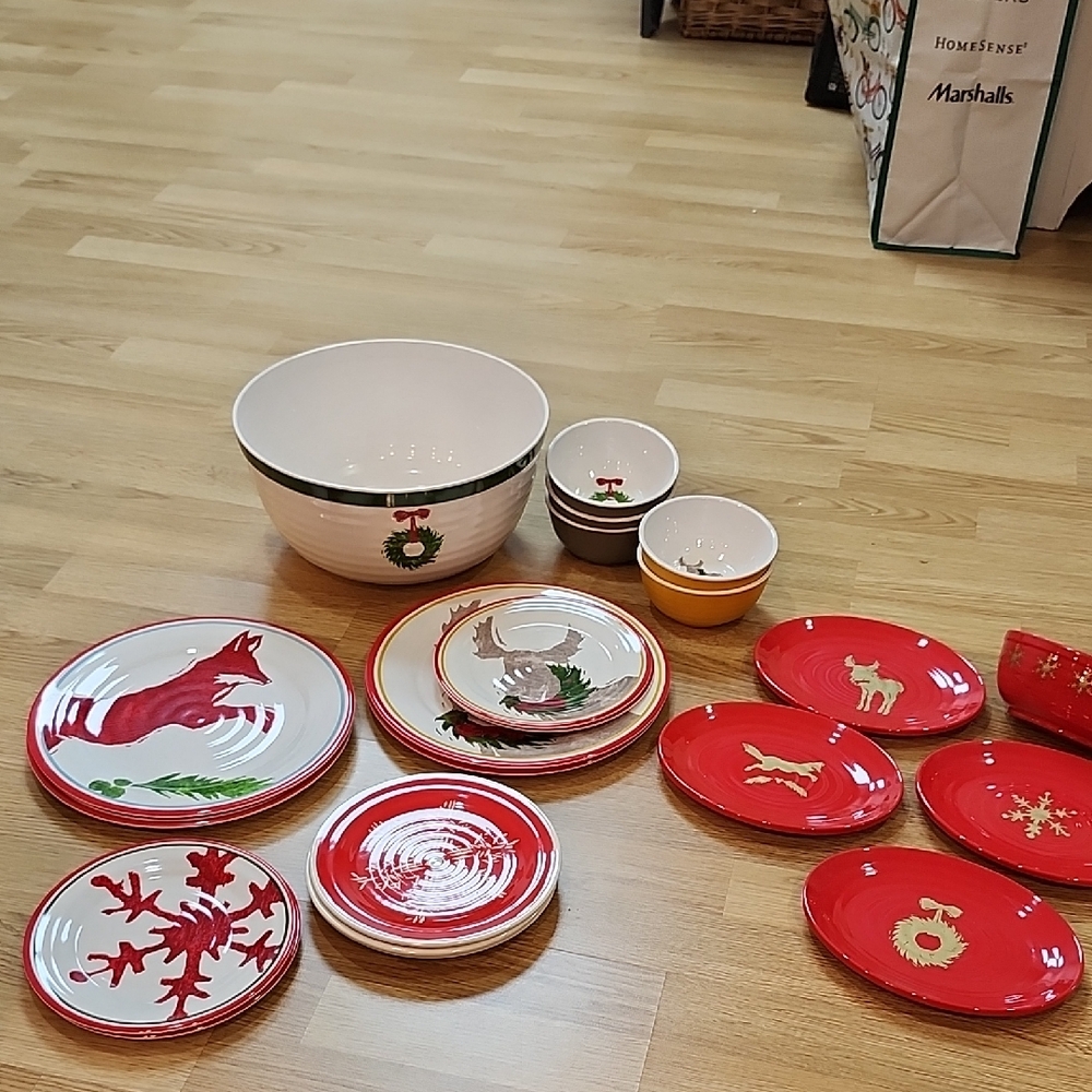 Festive Red and White Holiday Dinnerware Set